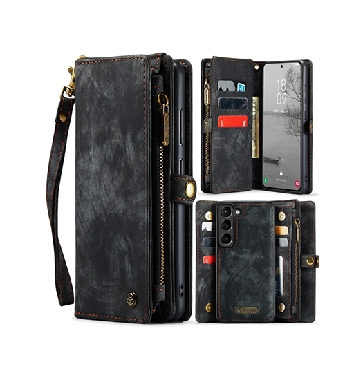 Samsung Galaxy S25 Plus | Samsung Galaxy S25 Plus - CaseMe™ Multifunktionel Læder Etui / Pung - Sort - DELUXECOVERS.DK