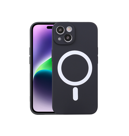 iPhone 15 | iPhone 15 - Magnetisk Silikone Cover M. MagSafe - Sort - DELUXECOVERS.DK