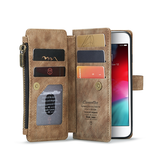 iPhone 7 / 8 / SE (2020/2022) | iPhone 7/8/SE(2020/2022) - CaseMe™ Multifunktionel Læder Etui / Pung - Brun - DELUXECOVERS.DK