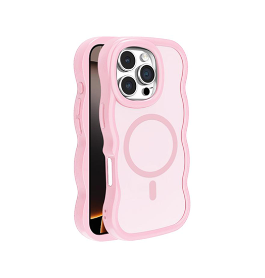 iPhone 16 Pro Max | iPhone 16 Pro Max - DeLX™ Wave Frame Silikone Cover - Lyserød - DELUXECOVERS.DK
