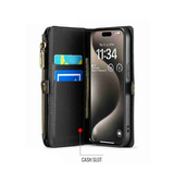 iPhone 16e | iPhone 16e - CaseMe™ RFID Læder Taske / Etui m. Pung - Sort - DELUXECOVERS.DK