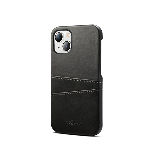 iPhone 15 | iPhone 15 - NX Design™ Læder Cover M. Kortholder - Sort - DELUXECOVERS.DK