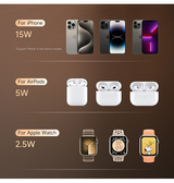 Ladestation / Trådløs oplader | <X>McDodo™ | 3-i-1 Opladerstation M. MagSafe - 15W - Sort - DELUXECOVERS.DK