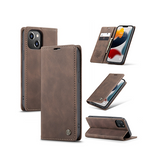 iPhone 15 | iPhone 15 - CaseMe™ Noble Læder Etui / Pung - Mørkebrun - DELUXECOVERS.DK