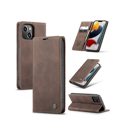 iPhone 15 | iPhone 15 - CaseMe™ Noble Læder Etui / Pung - Mørkebrun - DELUXECOVERS.DK