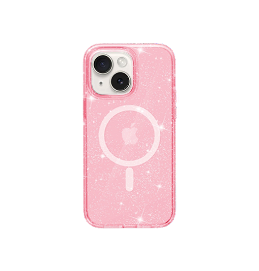 iPhone 15 | iPhone 15 - DeLX™ Glitter Silikone Cover M. MagSafe - Pink - DELUXECOVERS.DK