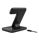 Ladestation / Trådløs oplader | DeLX™ | 3-i-1 Quick Charge Trådløs Docking Ladestation 15W - Sort - DELUXECOVERS.DK