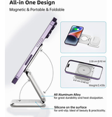 Ladestation / Trådløs oplader | <X>Qi Magnetisk 3-i-1 Trådløs Foldbar Oplader - MagSafe Kompatibel - DELUXECOVERS.DK