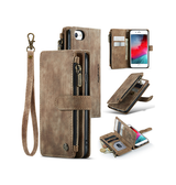 iPhone 7 / 8 / SE (2020/2022) | iPhone 7/8/SE(2020/2022) - CaseMe™ Multifunktionel Læder Etui / Pung - Brun - DELUXECOVERS.DK