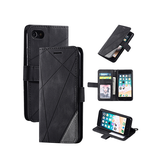 iPhone 7 / 8 / SE (2020/2022) | iPhone 7/8/SE(2020/2022) - Abstract Læder Cover Etui M. Pung - Sort - DELUXECOVERS.DK