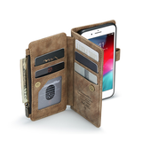 iPhone 7 / 8 / SE (2020/2022) | iPhone 7/8/SE(2020/2022) - CaseMe™ Multifunktionel Læder Etui / Pung - Brun - DELUXECOVERS.DK