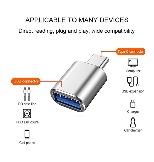 USBA 3.0 Hun til USBC Han Adapter Grå DeluxeCovers