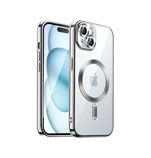 iPhone 15 | iPhone 15 - Valkyrie Silikone Hybrid Cover m. MagSafe - Sølv - DELUXECOVERS.DK