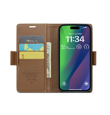 iPhone 15 | iPhone 15 - CaseMe™ Neo Læder Cover / Pung - Brun - DELUXECOVERS.DK
