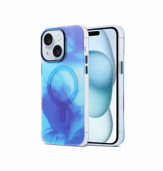 iPhone 15 | iPhone 15 - Magnetisk Silikone Ink Cover M. MagSafe - Blå - DELUXECOVERS.DK