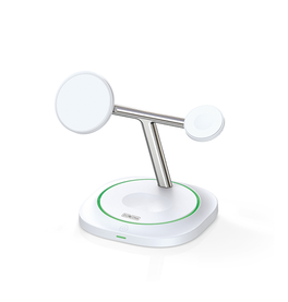 Ladestation / Trådløs oplader | <X>DUZZONA | 3-i-1 Trådløs Ladestation M. MagSafe - 15W - Hvid - DELUXECOVERS.DK