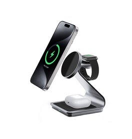 Ladestation / Trådløs oplader | <X>LUX™ | 3-i-1 Trådløs Opladestation - 15W - MagSafe Kompatibel - DELUXECOVERS.DK