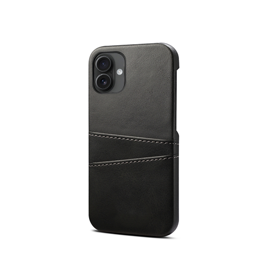iPhone 16 Plus | iPhone 16 Plus - NX Design™ Læder Cover M. Kortholder - Sort - DELUXECOVERS.DK