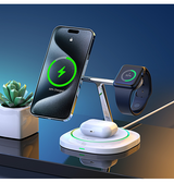 Ladestation / Trådløs oplader | <X>DUZZONA | 3-i-1 Trådløs Ladestation M. MagSafe - 15W - Hvid - DELUXECOVERS.DK