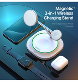 Ladestation / Trådløs oplader | <X>DUZZONA | 3-i-1 Trådløs Ladestation M. MagSafe - 15W - Hvid - DELUXECOVERS.DK