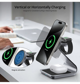 Ladestation / Trådløs oplader | <X>LUX™ | 3-i-1 Trådløs Opladestation - 15W - MagSafe Kompatibel - DELUXECOVERS.DK