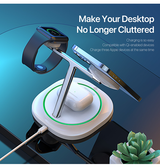 Ladestation / Trådløs oplader | <X>DUZZONA | 3-i-1 Trådløs Ladestation M. MagSafe - 15W - Hvid - DELUXECOVERS.DK