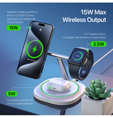 Ladestation / Trådløs oplader | <X>DUZZONA | 3-i-1 Trådløs Ladestation M. MagSafe - 15W - Hvid - DELUXECOVERS.DK