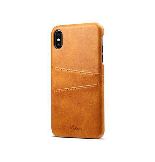iPhone X / XS | iPhone X/Xs - NX Design™ Læder Cover M. Kortholder - Lysebrun - DELUXECOVERS.DK