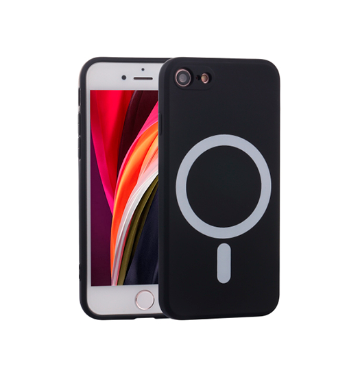 iPhone 7 / 8 / SE (2020/2022) | iPhone 7/8/SE(2020/2022) - Magnetisk Silikone Cover M. MagSafe - Sort - DELUXECOVERS.DK