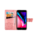 iPhone 6 / 6s | iPhone 6/6s - BUTTERFLY™ Læder Etui / Taske M. Pung - Rose - DELUXECOVERS.DK