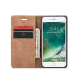 iPhone 7 / 8 / SE (2020/2022) | iPhone 7/8/SE(2020/2022) - CaseMe™ Noble Læder Etui / Pung - Brun - DELUXECOVERS.DK