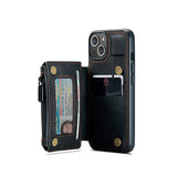 iPhone 13 Mini | iPhone 13 Mini - CaseMe™ Æra Læder Etui M. Bag Pung - Sort - DELUXECOVERS.DK