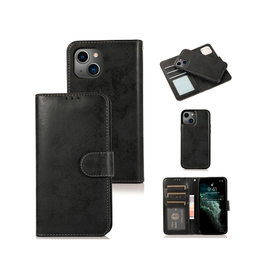 iPhone 13 | iPhone 13 - Vintage 2-i-1 Læder Etui M. Aftageligt Cover - Sort/Grå - DELUXECOVERS.DK