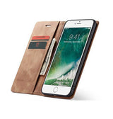 iPhone 7/8 Plus | iPhone 7/8 Plus - CaseMe™ Noble Læder Etui / Pung - Brun - DELUXECOVERS.DK