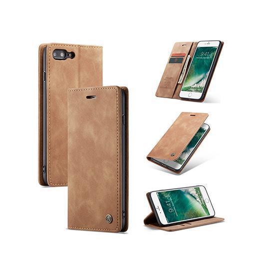 iPhone 7/8 Plus | iPhone 7/8 Plus - CaseMe™ Noble Læder Etui / Pung - Brun - DELUXECOVERS.DK