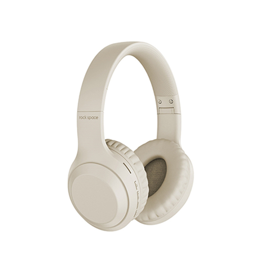 Høretelefoner og Headset | ROCK™ | HIFI Over Ear Trådløs Headset Bluetooth 5.0 - Beige - DELUXECOVERS.DK