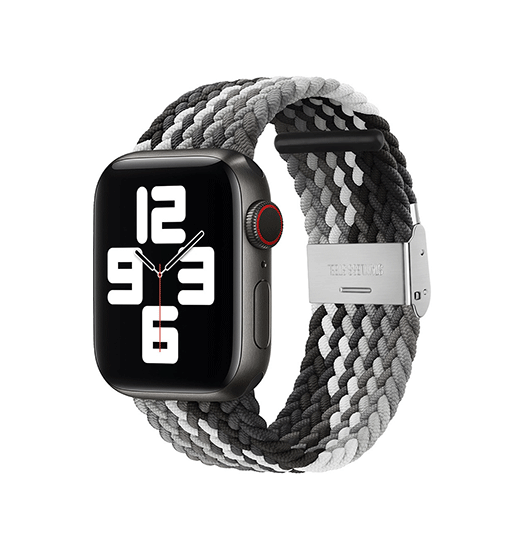 Apple Watch 42mm | Apple Watch (42/44/SE/45/46/49mm) - Deluxe™ Woven Flettet Loop Rem - Sort/Grå - DELUXECOVERS.DK