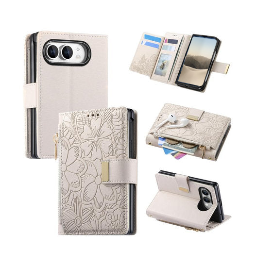iPhoneDuo | iPhone Duo – Bloom Læder Etui M. Pung - Khaki - DELUXECOVERS.DK