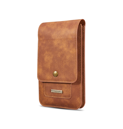 iPhone 18 Pro Max | iPhone 18 Pro Max - DG.MING™ Læder Bælte Sleeve M. Kortholder - Brun - DELUXECOVERS.DK