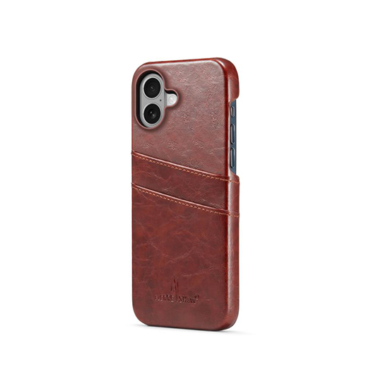 iPhone 17 | iPhone 17 - NX Design™ Læder Cover M. Kortholder - Brun - DELUXECOVERS.DK