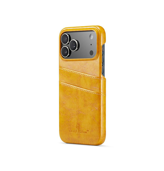 iPhone 17 Pro Max | iPhone 17 Pro Max - NX Design™ Læder Cover M. Kortholder - Gul - DELUXECOVERS.DK