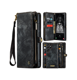 Samsung Galaxy S25 Ultra | Samsung Galaxy S25 Ultra - CaseMe™ Multifunktionel Læder Etui / Pung - Sort - DELUXECOVERS.DK