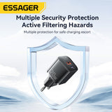 Vægoplader | ESSAGER™ | USB-C Vægoplader 3.0 - Hurtigoplader - 20W - Hvid - DELUXECOVERS.DK