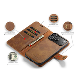 iPhone 17 Pro Max | iPhone 17 Pro Max - DG.MING™ Vintage 2-i-1 Læder Etui M. Cover - Brun - DELUXECOVERS.DK