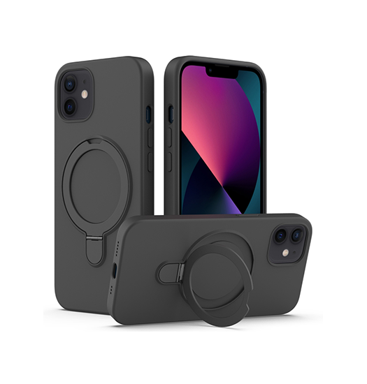 iPhone 12 | iPhone 12 - DeLX™ Silikone Cover m. MagSafe Ring - Sort - DELUXECOVERS.DK