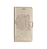iPhone 16e | iPhone 16e - BUTTERFLY™ Læder Etui / Taske M. Pung - Gold - DELUXECOVERS.DK