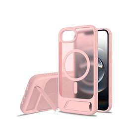 iPhone 16e | <AAA>iPhone 16e - Frosted MagSafe Cover M. Kickstand - Pink - DELUXECOVERS.DK