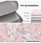 Macbook Sleeve | Computer/PC 13" - Rose Flowers Læder Sleeve m. hank - Pink - DELUXECOVERS.DK