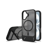 iPhone 16 Plus | <AAA>iPhone 16 Plus - Frosted MagSafe Cover M. Kickstand - Sort - DELUXECOVERS.DK