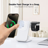 Ladestation / Trådløs oplader | Magcold™ | 3-i-1 Ladestation til Mobil, iWatch, AirPods - 45W! - Hvid - DELUXECOVERS.DK